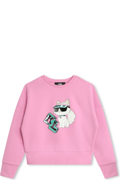 Karl Lagerfeld Kids Sweaters & Sweatshirts for Girls Karl Lagerfeld Kids Felpa Con Stampa