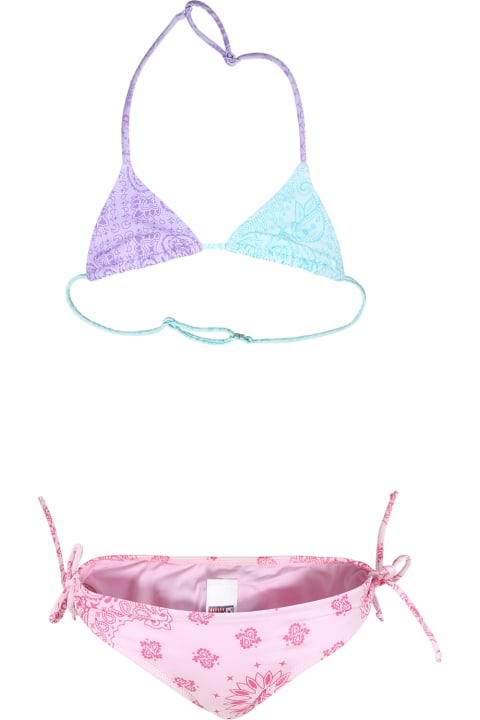 Swimwear for Girls MC2 Saint Barth Multicolor Bikini For Girl With Paisley Print