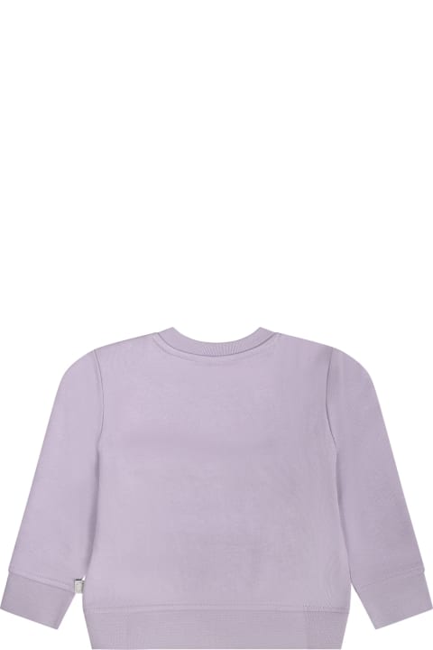 Topwear for Baby Boys Stella McCartney Kids Purple Sweatshirt For Baby Girl With Smiley And Shells