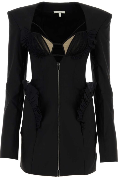 Nensi Dojaka Coats & Jackets for Women Nensi Dojaka Black Stretch Wool Mini Dress