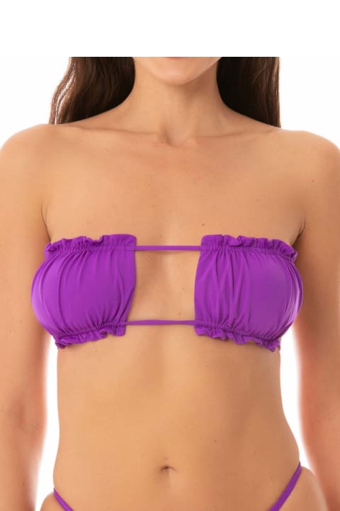 Homeware MC2 Saint Barth Woman Purple Bandeau Top Swimsuit