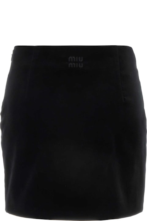Miu Miu for Men Miu Miu Black Stretch Velvet Mini Skirt