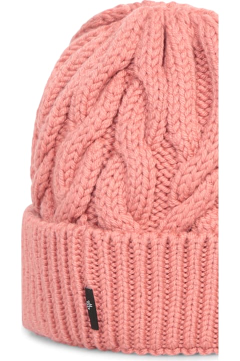 Hats for Women Moncler Grenoble Dark Pink Wool Beanie Hat
