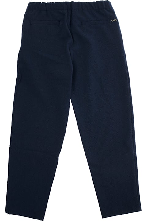 Emporio Armani for Kids Emporio Armani Blue Pants With Elastic Drawstring Waist And Logo Embroidery On The Rear In Viscose Blend Stretch Boy
