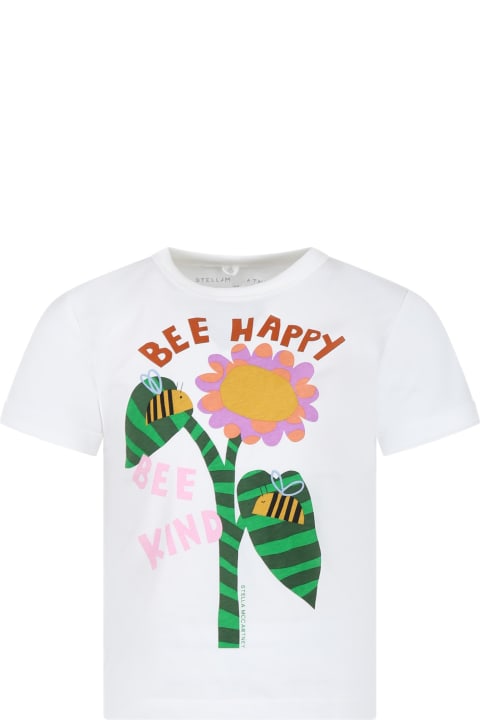 Stella McCartney Kids T-Shirts & Polo Shirts for Girls Stella McCartney Kids White T-shirt For Girl With Flower Print