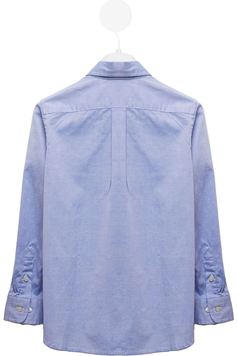 Sale for Boys Ralph Lauren Light Blue Cotton Poplin Shirt With Logo Polo Ralph Lauren Kids Boy
