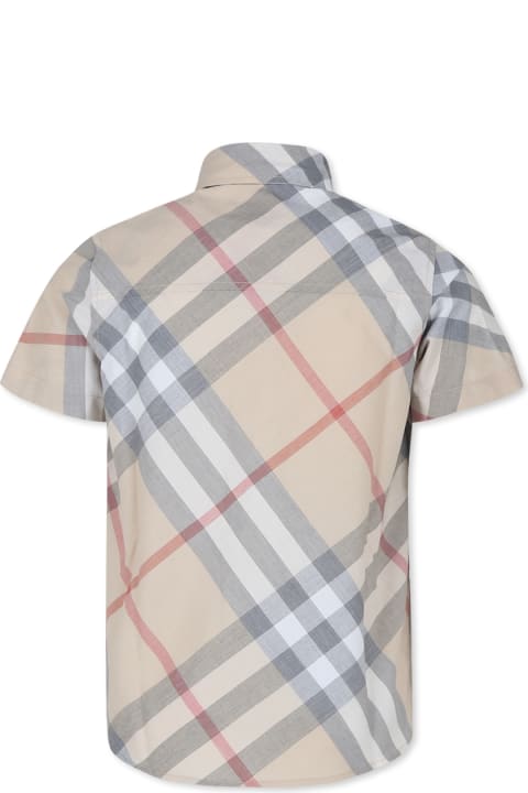 ボーイズ Burberryのシャツ Burberry Beige Shirt For Boy With Vintage Check