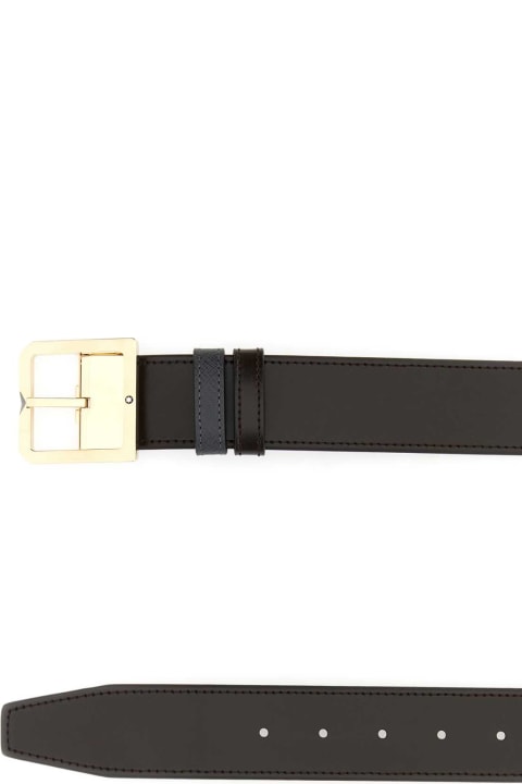 Montblanc for Men Montblanc Dark Brown Leather Reversible Belt
