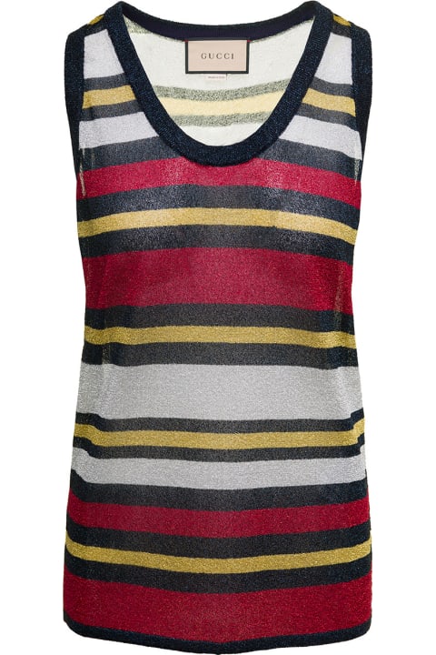 Gucci for Women Gucci Multicolor Sleeveless Striped Top In Lurex Woman
