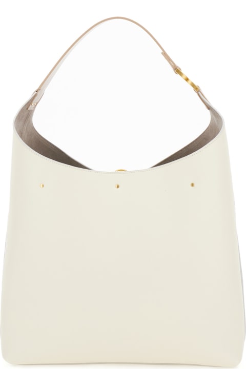 Chloé Totes for Women Chloé 'marcie' White Hobo Bag With Tassels In Grained Leather Woman
