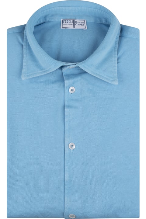 Fedeli for Men Fedeli Teorema Shirt In Sky Blue Cotton Piqué