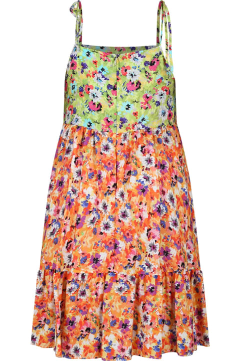 MSGM Dresses for Women MSGM Orange Dress For Girl With Floral Print
