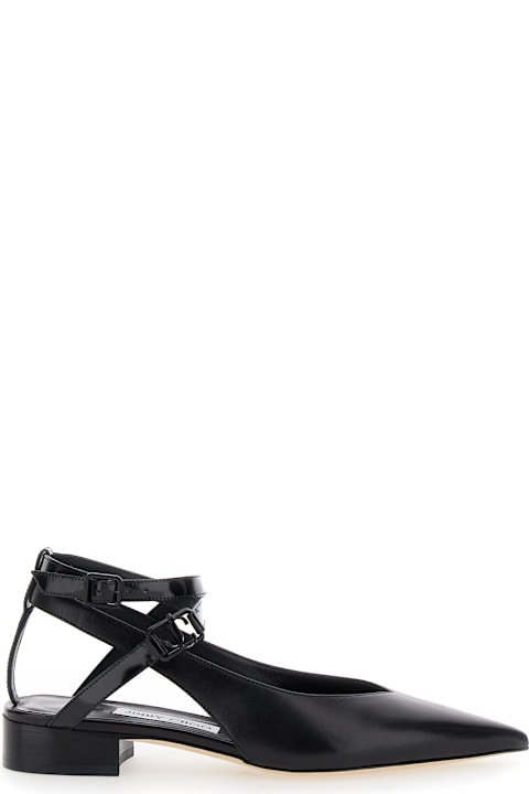 Jimmy Choo Shoes for Women Jimmy Choo 'jemima' Black Flat Shoes With Logo Detail In Smooth Leather Woman