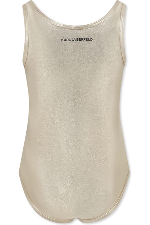 أدوات منزلية Karl Lagerfeld Kids Gold Swimsuit For Girl With Logo