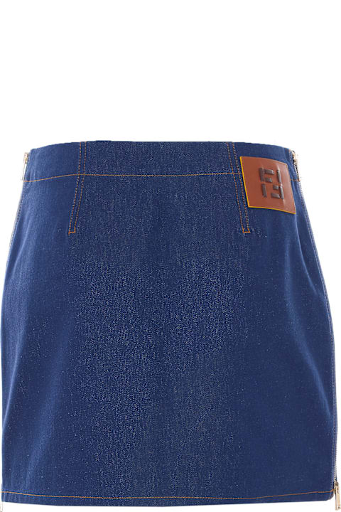 Homeware Fendi Ff Motif Denim Skirt