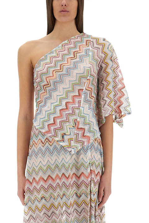 Missoni for Women Missoni One-shoulder Top With 3d Lamé Zig Zags