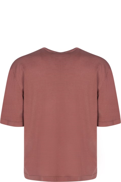 Lardini Topwear for Men Lardini Jersey Striped Red/brown T-shirt