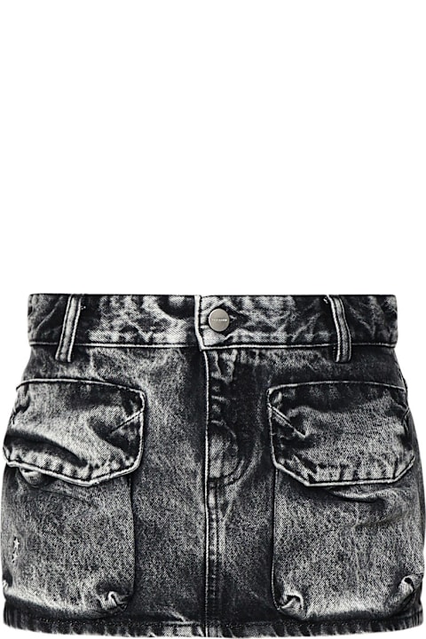 Icon Denim Clothing for Women Icon Denim Aged-effect Miniskirt In Cotton Denim