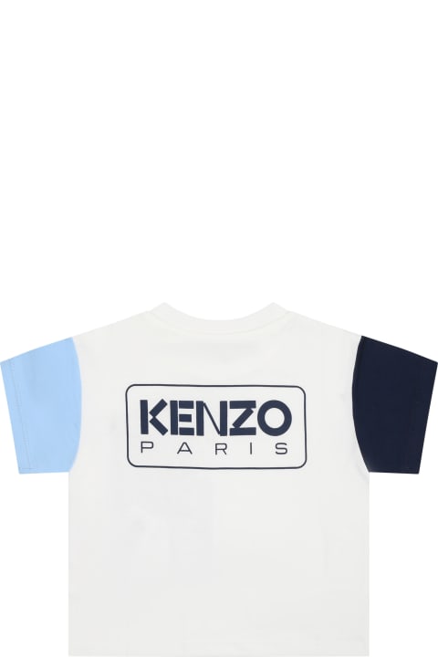 T-Shirts & Polo Shirts for Baby Girls Kenzo Kids Ivory T-shirt For Baby Boy With Logo