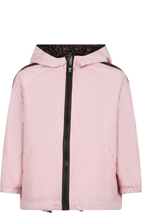 Fashion for Girls Fendi Reversible Pink Windbreaker For Girl With Iconic Ff