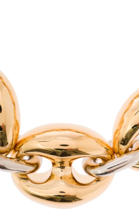 ウィメンズ Paco Rabanneのブレスレット Paco Rabanne Gold And Silver Chunky Bracelet With Engraved Logo In Brass And Alluminium Woman