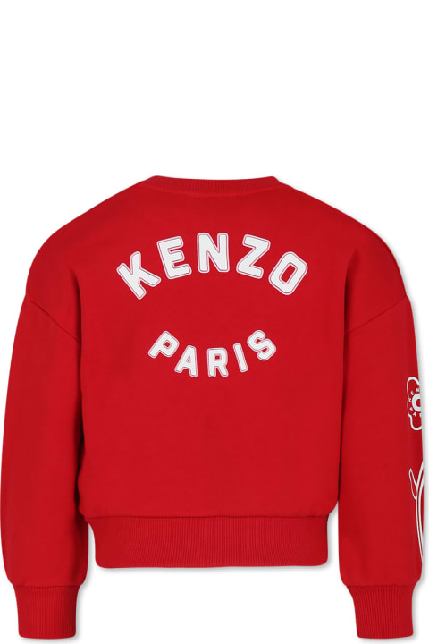Kenzo Kids Sweaters & Sweatshirts for Girls Kenzo Kids Red Sweatshirt For Girl With Logo And Flower