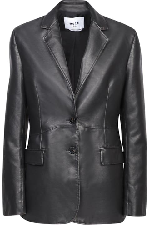 MSGM Coats & Jackets for Women MSGM Button Fastened Leather Blazer MSGM