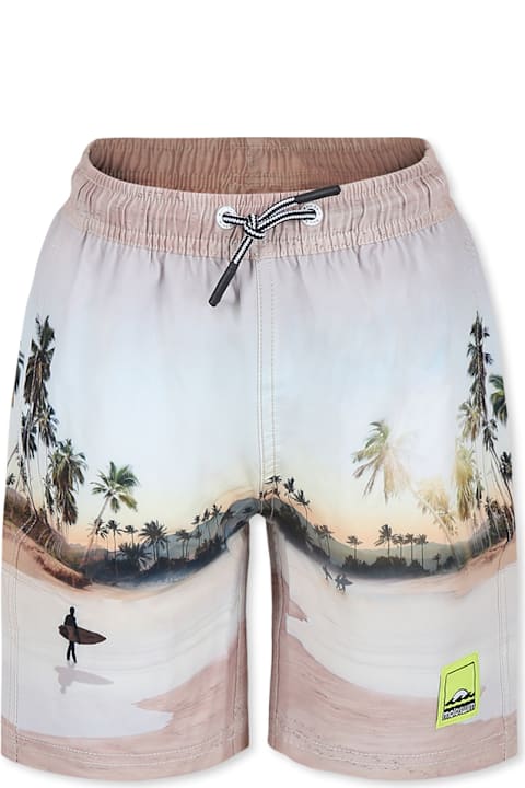 ملابس سباحة لـ أولاد Molo Ivory Swim Shorts For Boy With Palm Tree