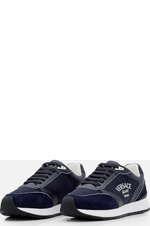 メンズ シューズ Versace Calf Leather Sneakers