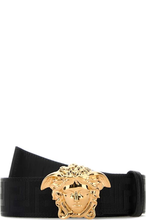 Versace Belts for Men Versace Black Fabric Medusa Belt