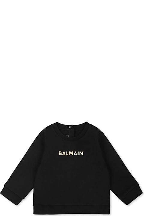 Balmain Sweaters & Sweatshirts for Baby Girls Balmain Black Sweatshirt For Babykids With Logo