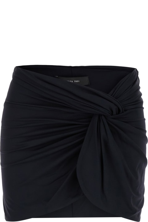 Federica Tosi for Women Federica Tosi Black Wrinkled Mini Skirt In Techno Fabric Stretch Woman