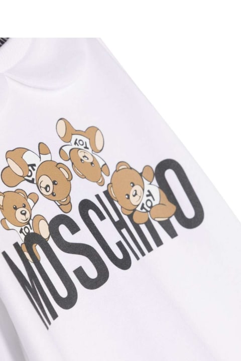Fashion for Baby Girls Moschino White Onesie With Teddy Bear Print In Cotton Baby