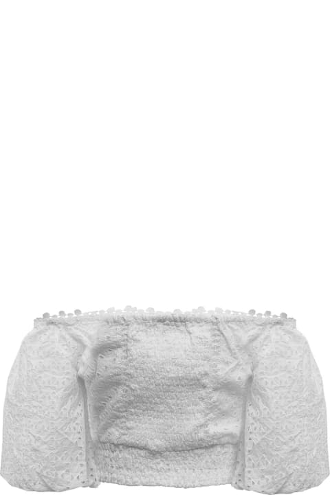 Temptation Positano Woman's White Cotton Embroidered Top