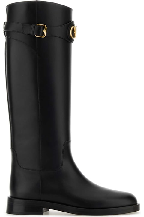 Homeware Valentino Garavani Black Leather Vlogo Signature Boots