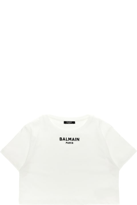 Balmain Topwear for Girls Balmain Logo Embroidery T-shirt