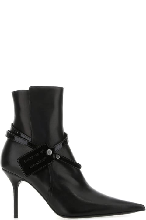 Off-White for Women Off-White Black Leather Ankle Boots