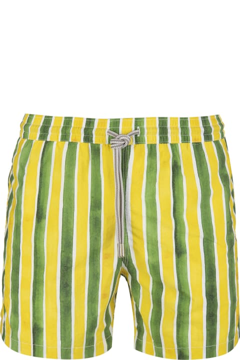 Green And Yellow Striped Swimsuit