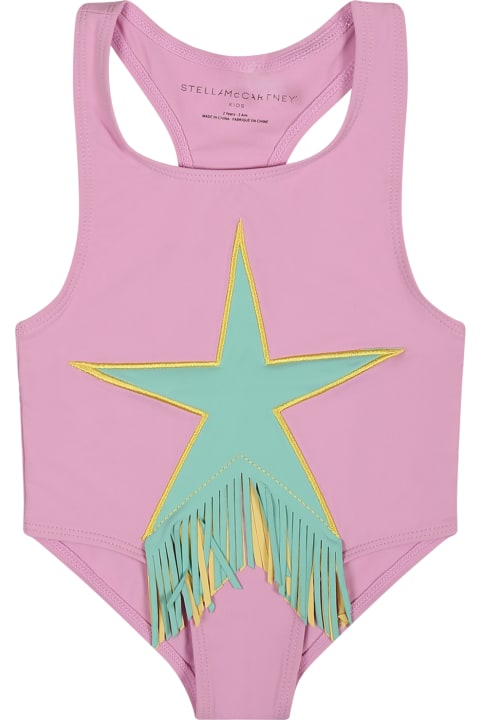 Swimwear for Girls Stella McCartney Kids Pink Swimsuit For Baby Girl With Star