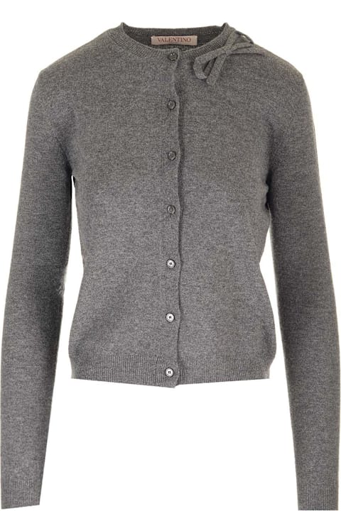 Valentino Garavani سترات لـ السيدات Valentino Garavani Bow Detailed Crewneck Cardigan