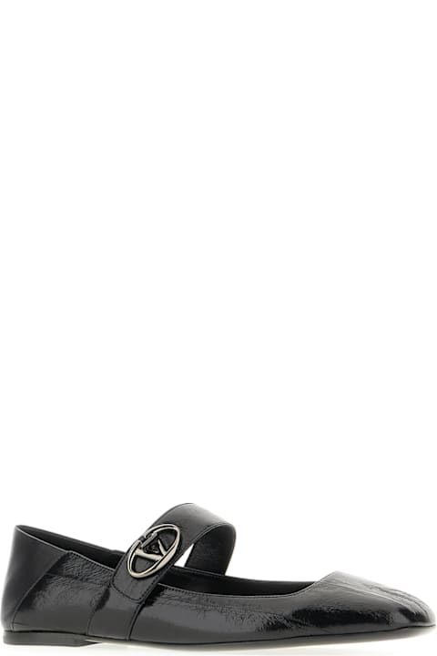 Valentino Garavani Flat Shoes for Women Valentino Garavani Black Leather Ballerinas