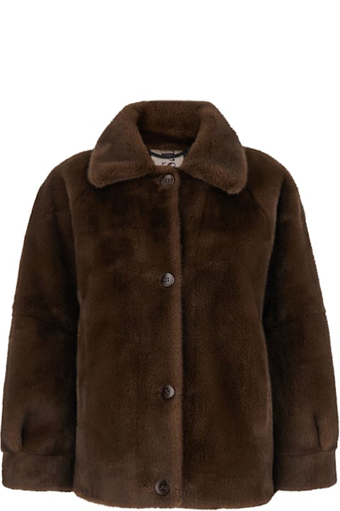 Valentini 1972 Coats & Jackets for Women Valentini 1972 Brown Faux Fur Jacket With Classic Collar In Faux Fur Woman