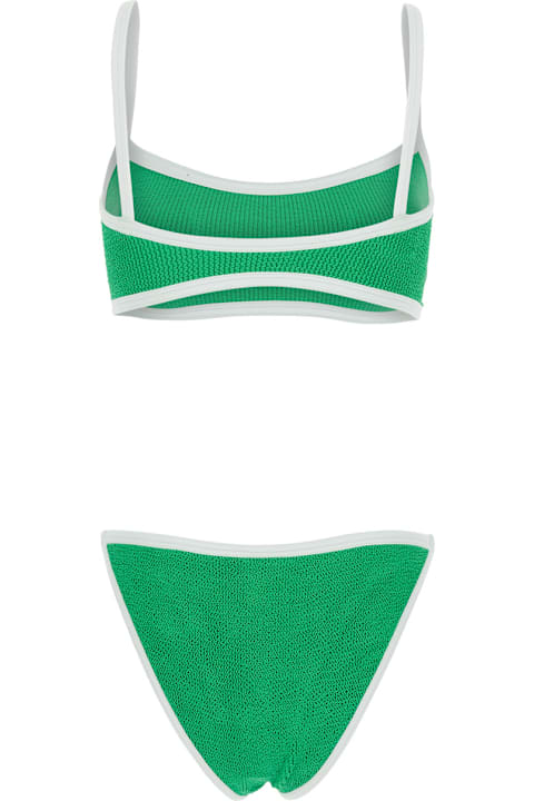 Homeware Hunza G 'tyler' Green Bikini With Braided Straps And Wide Neckline In Tech Fabric Woman