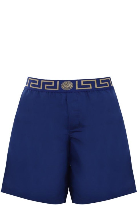 Versace Pants for Men Versace Greca Waistband Swim Shorts