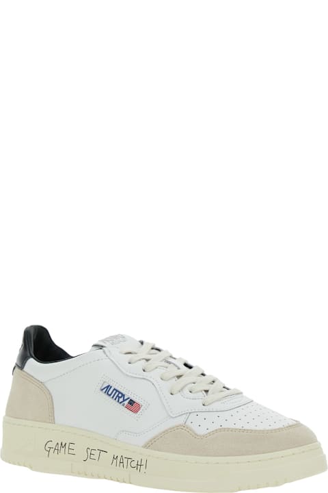 Homeware Autry 'medalist Low' White Low Top Sneakers With Side Logo Detail In Leather And Suede Man