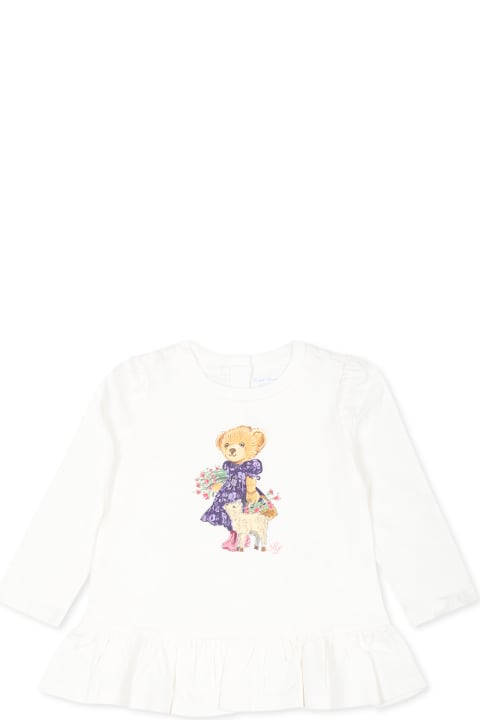 Ralph Lauren T-Shirts & Polo Shirts for Baby Boys Ralph Lauren White T-shirt For Baby Girl With Polo Bear