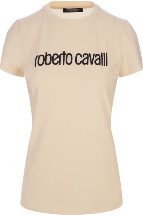 ウィメンズ新着アイテム Roberto Cavalli Ivory T-shirt With Logo