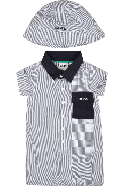 Bodysuits & Sets for Baby Boys Hugo Boss Blue Set For Baby Boy With Logo