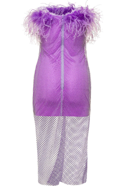 Giuseppe di Morabito for Women Giuseppe di Morabito Mini Purple Dress With Feather Trim And Rhinestone Embellishment In Polyamide Woman