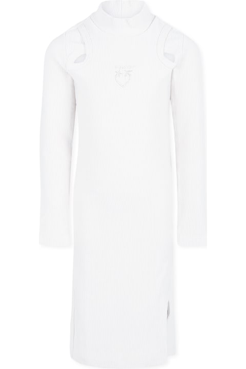 Homeware Pinko Ivory Dress For Girl With Logo